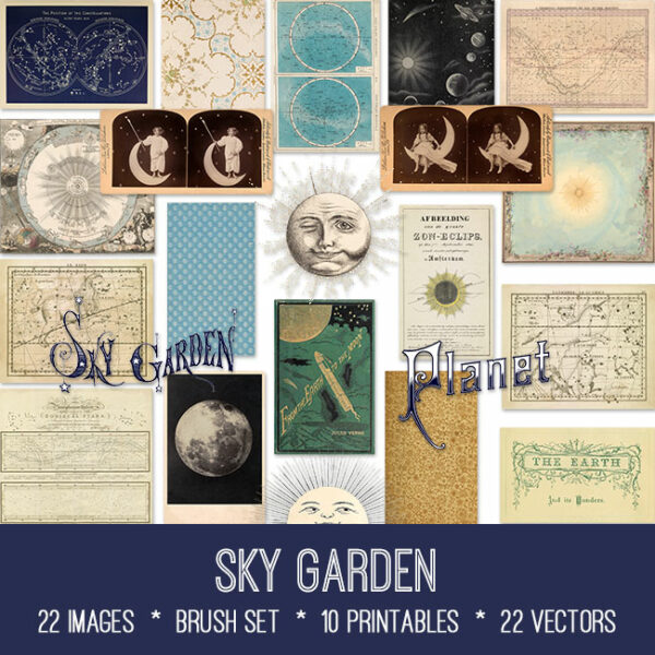 Sky Garden ephemera vintage images