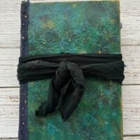 Green journal cover with silk tie