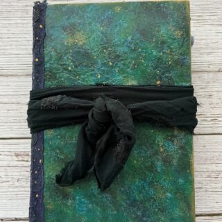 Green journal cover with silk tie