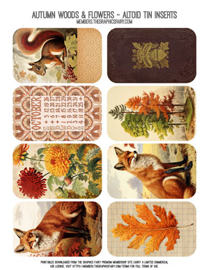 Autumn Woods and Flowers assorted printable Altoid Tin Inserts