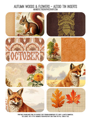 Autumn Woods and Flowers assorted printable Altoid Tin Inserts