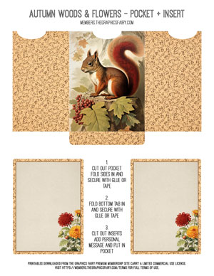 Autumn Woods and Flowers printable pocket and insert