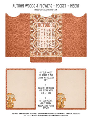 Autumn Woods and Flowers printable pocket and insert