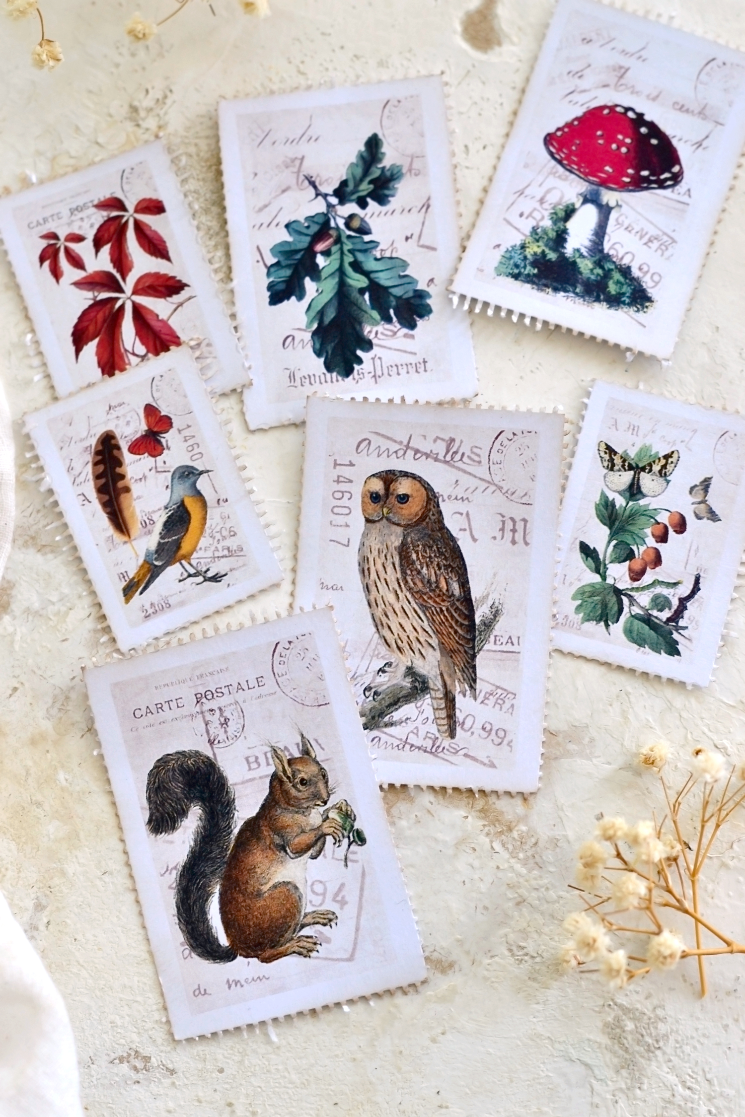 woodland postage stamps