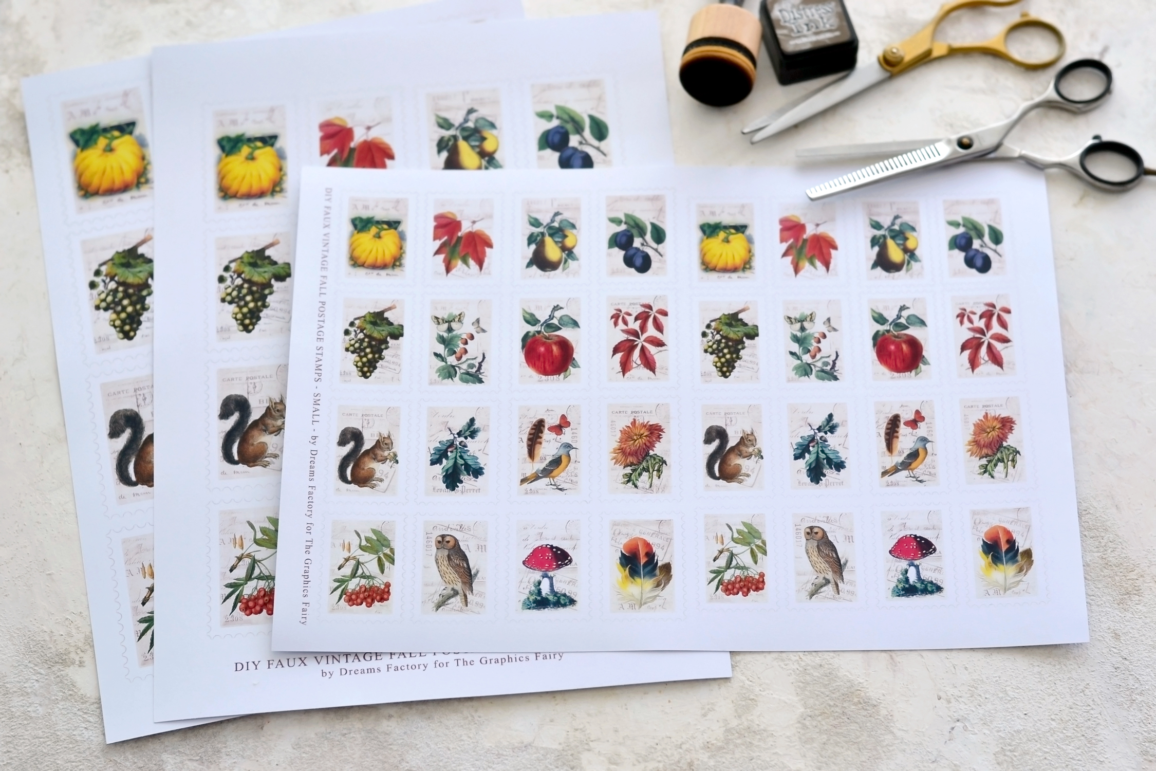 fall postage stamps supplies