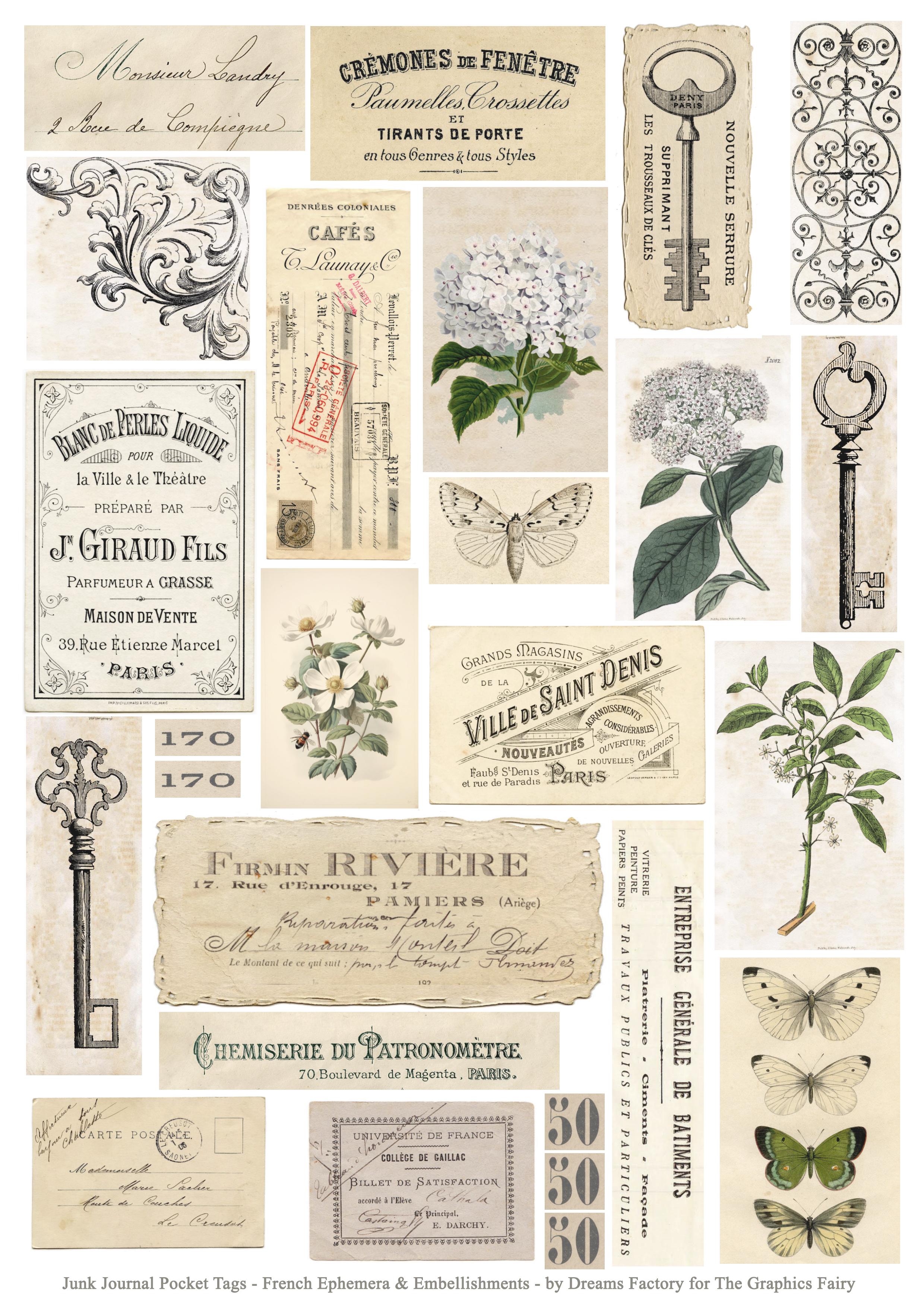 Printable Junk Journal Elements & Ephemera, Flights of Fancy