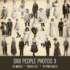 vintage Digi People Photos 3 ephemera bundle