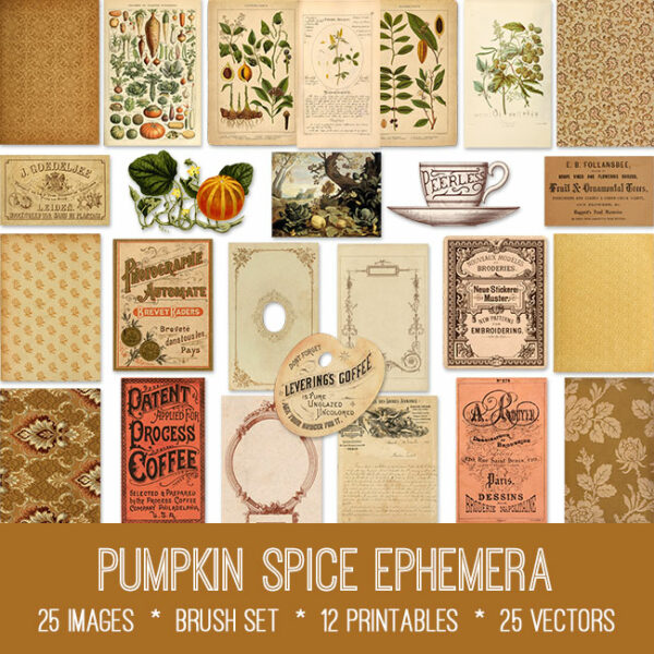 Pumpkin Spice Ephemera vintage images