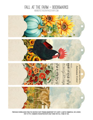 Fall at the Farm assorted printable bookmarks