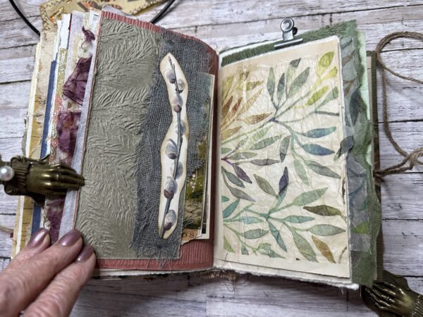 Journal spread with leaf print