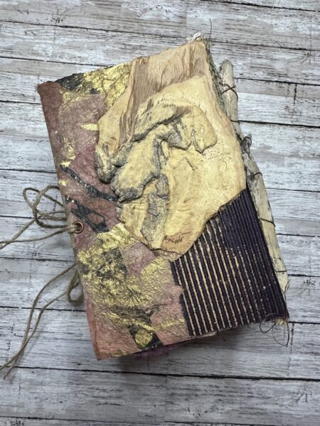 Journal cover with burlap fabric and twine