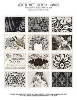 Modern Fancy Ephemera assorted printable stamps