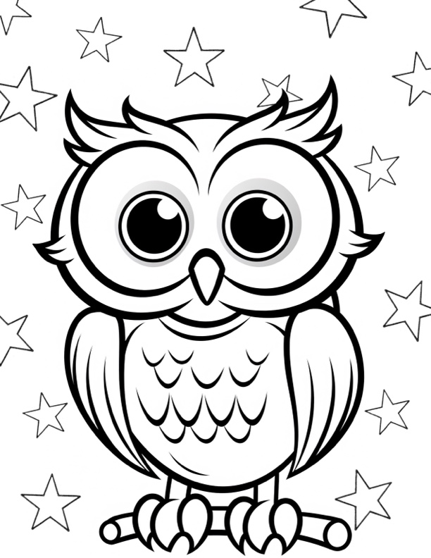 Starry owl coloring page