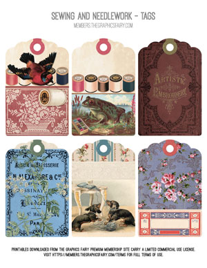 Sewing and Needlework printable assorted tags