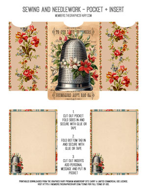 Sewing and Needlework printable pocket and insert