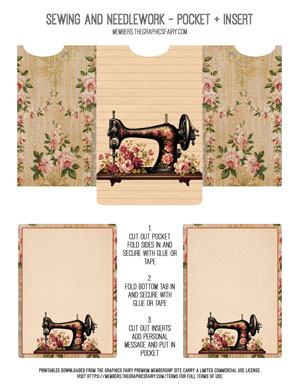Sewing and Needlework printable pocket and insert