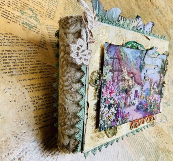 Junk journal cover with braid on the spine