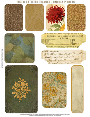 Rustic Tattered Treasures assorted printable Cards and Pockets
