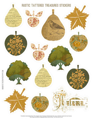 Rustic Tattered Treasures assorted printable Stickers