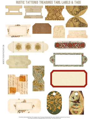 Rustic Tattered Treasures assorted printable Labels and Tags