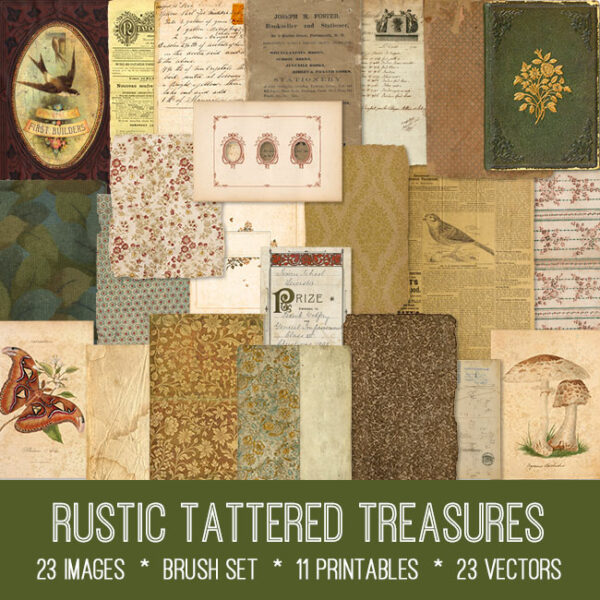 Rustic Tattered Treasures ephemera vintage images