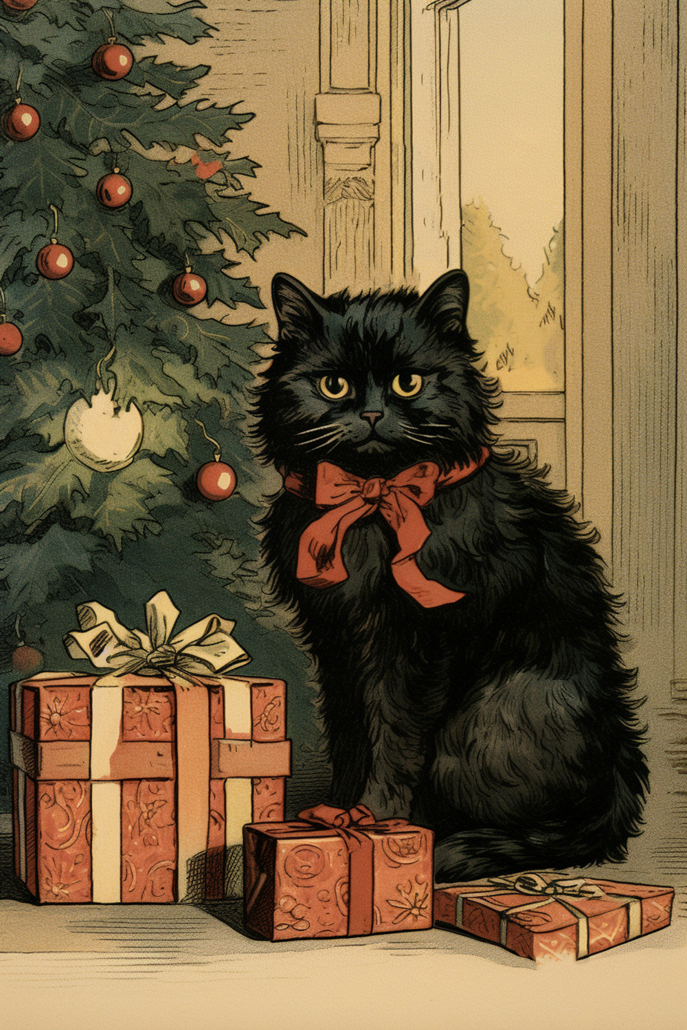 Black Kitty with bow