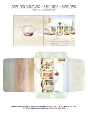 Cape Cod Christmas 3 inch card and envelope