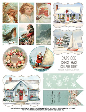 Cape Cod Christmas assorted printable collage sheet
