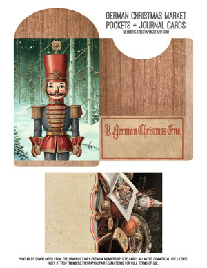 German Christmas Market printable journal pocket and card