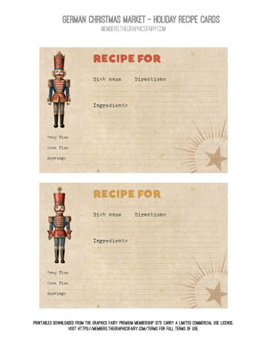 German Christmas Market assorted printable holiday recipe cards