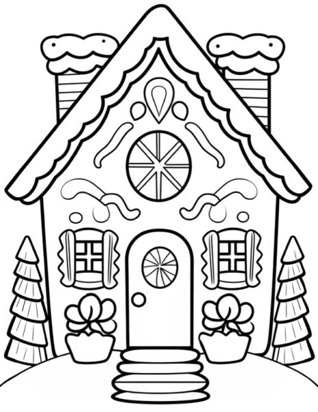 7 Gingerbread House Coloring Pages! - The Graphics Fairy