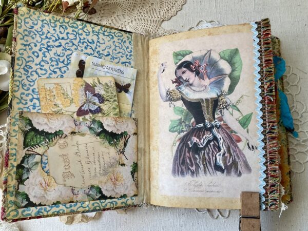 Journal spread with dancing woman image