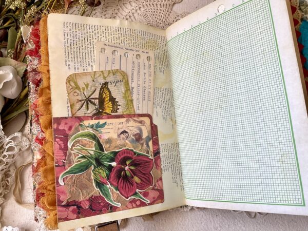 Journal page with floral pocket
