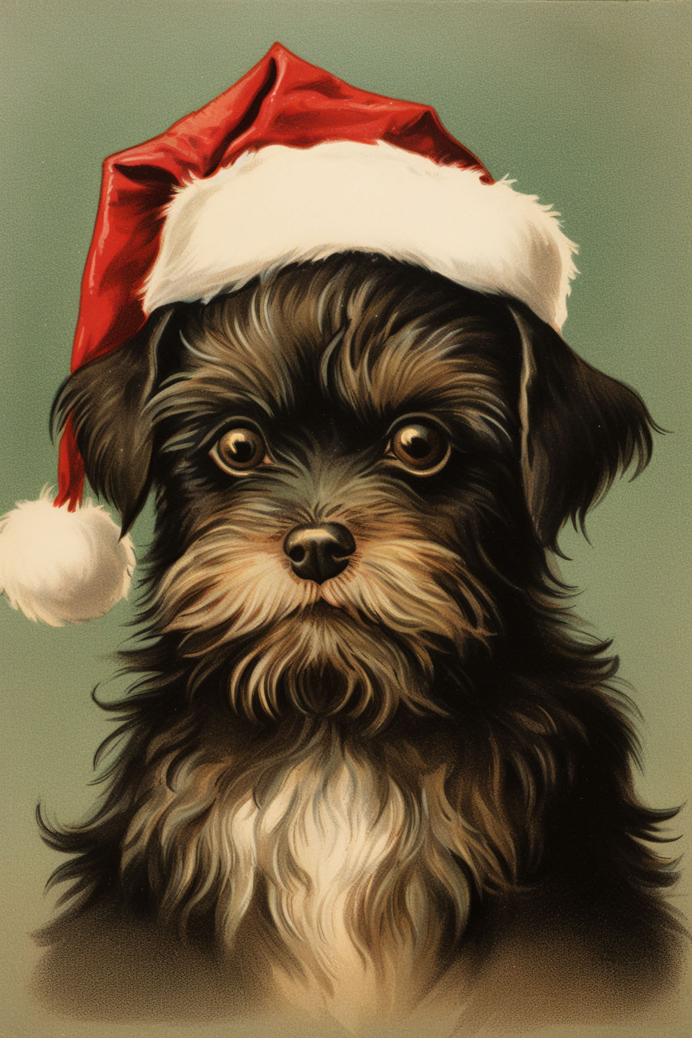 Terrier with Santa Hat