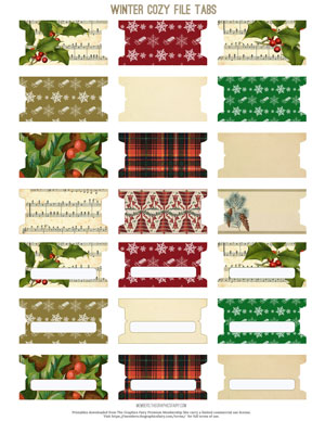 Winter Cozy assorted printable File Tabs