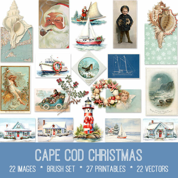Cape Cod Christmas ephemera vintage images