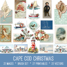 vintage Cape Cod Christmas ephemera bundle