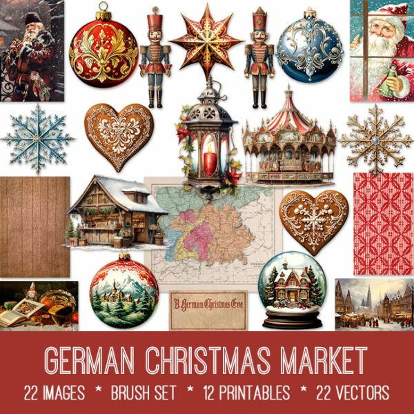 German Christmas Market ephemera vintage images