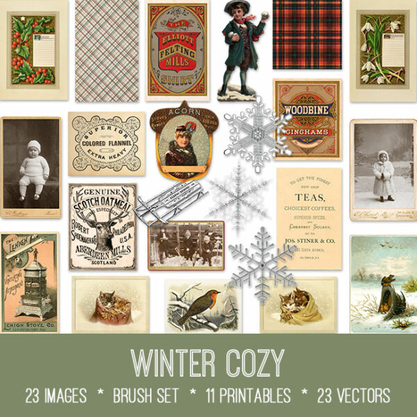 Winter Cozy ephemera vintage images