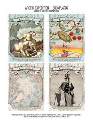Arctic Expedition assorted printable bookplates