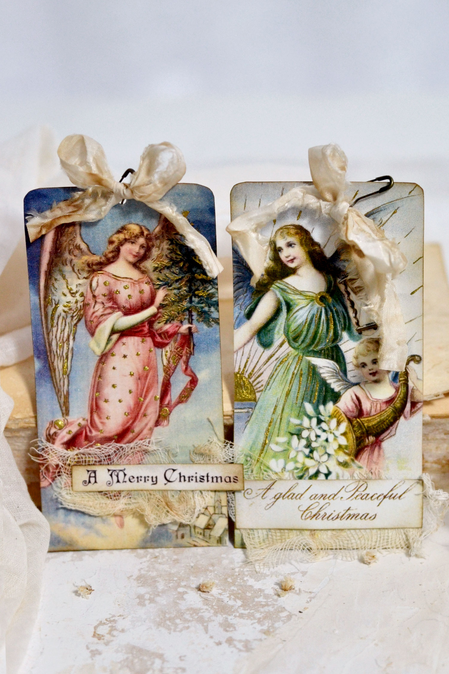 Vintage Christmas angel tags