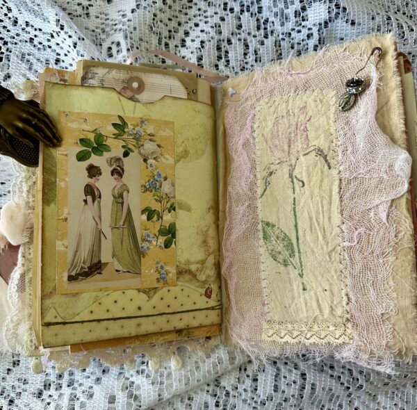 Journal page with card with two ladies