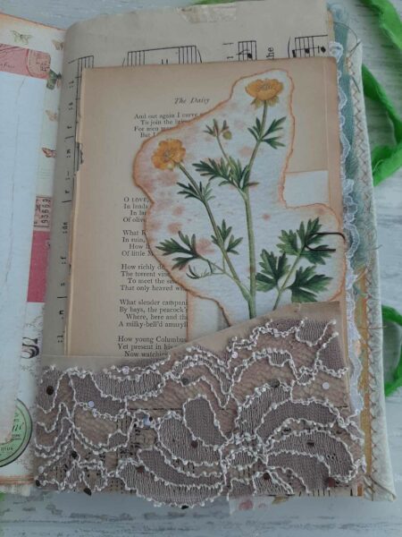 Journal page with lace pocket