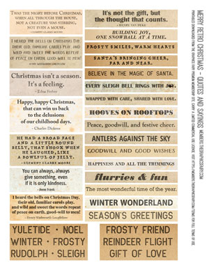 Merry Retro Christmas assorted printable quote and sayings sheet