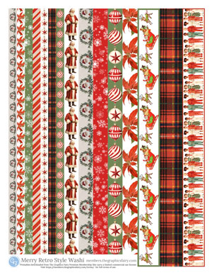 Merry Retro Christmas assorted printable washi tape