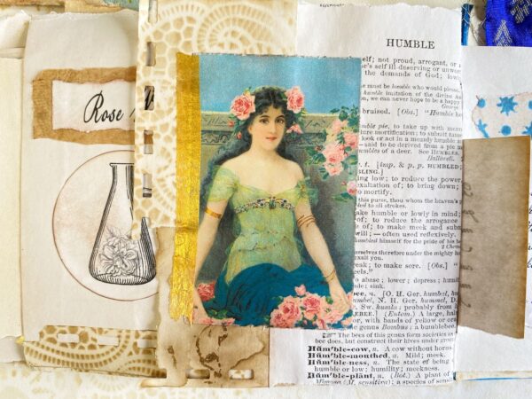Journal page with woman image with roses