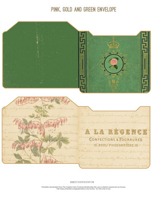 Pink, Gold and Green Ephemera assorted printable envelopes