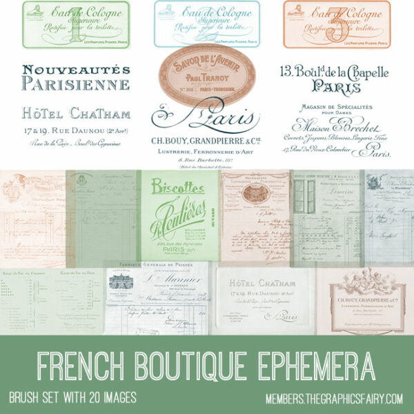 vintage French Boutique Ephemera ephemera brush set