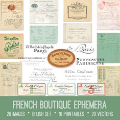 vintage French Boutique Ephemera bundle