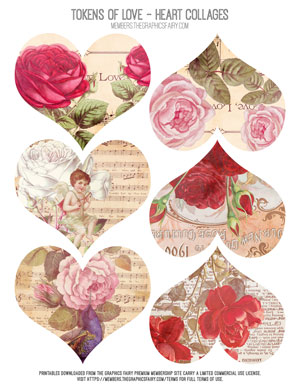 Tokens of Love assorted printable Heart Collages
